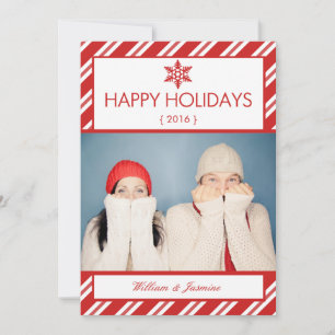 Candy Cane Photo Holiday Flat Card