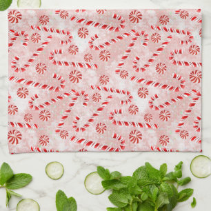 Candy Cane pink Christmas Tea Towel