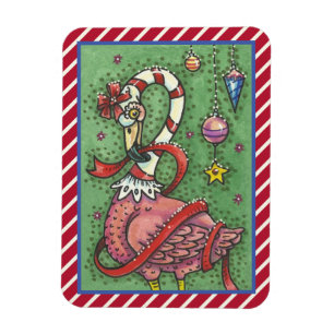 CANDY CANE PINK FLAMINGO CHRISTMAS MAGNET
