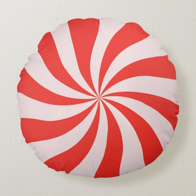 Candy Cane Pinwheel  Round Cushion (Front)