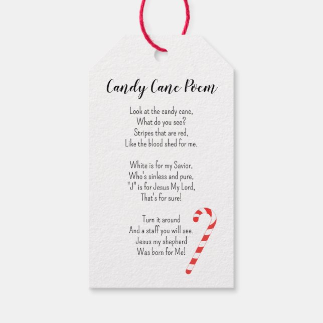Candy Cane Poem Classic Gift Tags (Back)