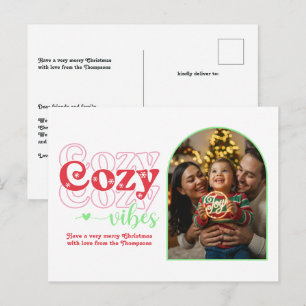 Candy Cane Pop Cosy Vibes Retro Christmas Photo Holiday Postcard