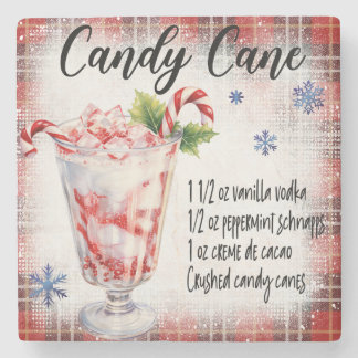 Candy Cane Recipe Marble Coaster