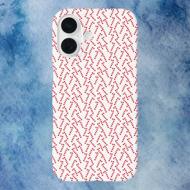 Candy Cane Red and White Pattern iPhone 16 Case (A phone case with a red and white candy cane pattern)