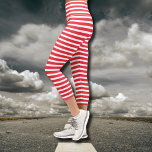 Candy Cane Red and White Simple Horizontal Striped Capri Leggings<br><div class="desc">Candy Cane Red and White Simple Horizontal Striped.</div>