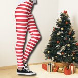 Candy Cane Red and White Simple Horizontal Striped Leggings<br><div class="desc">Candy Cane Red and White Simple Horizontal Striped.</div>