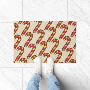 Candy Cane Red Christmas Cookies Bakery Holiday Doormat