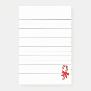 Candy Cane Red Ribbon Christmas Lined Post-it Notes
