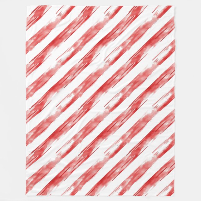 Candy Cane Red Stripes Christmas Fleece Blanket (Front)