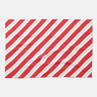 Candy Cane Red Stripes Tea Towel