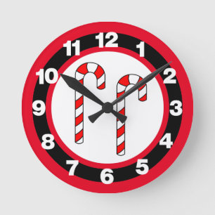Candy Cane Round Clock