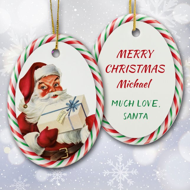 Candy Cane Santa Claus Personal Ceramic Tree Decoration (Creator Uploaded)