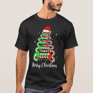 Candy Cane Santa Hat Xmas Tree Merry Christmas Y' T-Shirt