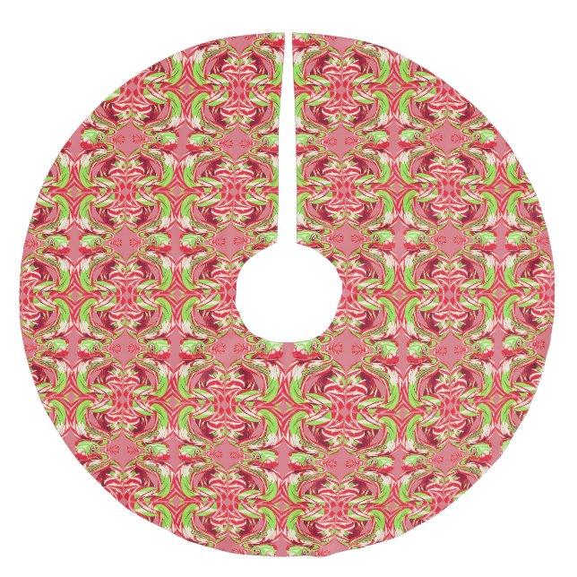 CANDY CANE SNAKE on PINK tree skirt (Front)