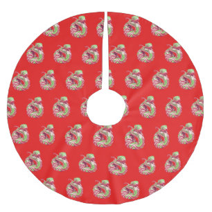 CANDY CANE SNAKE on RED tree skirt