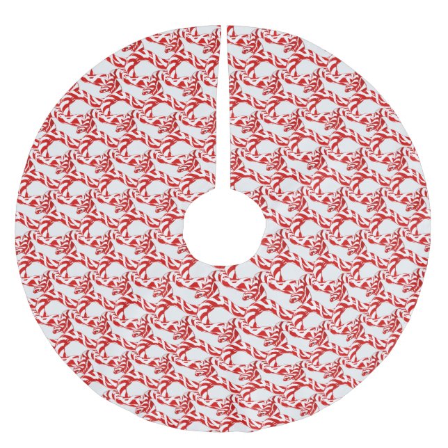 CANDY CANE SNAKE on WHITE tree skirt (Front)