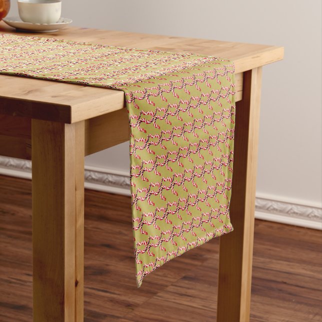 CANDY CANE SNAKE table runner on VEGAS GOLD (In Situ)