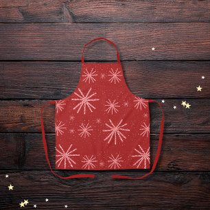 Candy cane snowflakes red apron