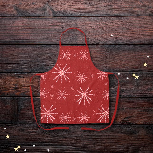 Candy cane snowflakes red apron (Creator Uploaded)