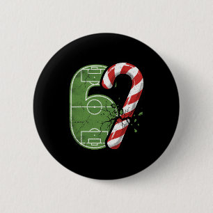 Candy Cane Soccer Field 67 Cracked Funny Christmas 6 Cm Round Badge