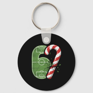 Candy Cane Soccer Field 67 Cracked Funny Christmas Key Ring