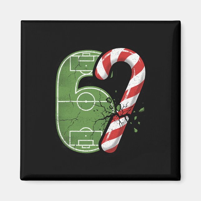 Candy Cane Soccer Field 67 Cracked Funny Christmas Magnet (Front)