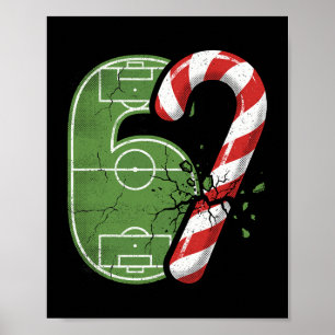 Candy Cane Soccer Field 67 Cracked Funny Christmas Poster