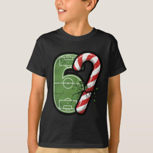 Candy Cane Soccer Field 67 Cracked Funny Christmas T-Shirt