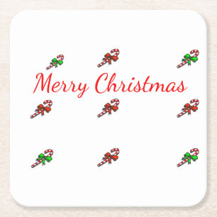 Candy Cane  Square Paper Coaster