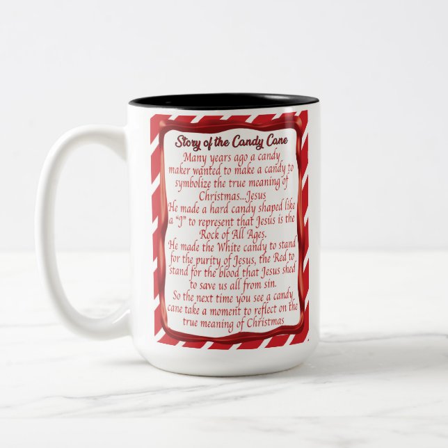 Candy Cane Story Two-Tone Coffee Mug (Left)