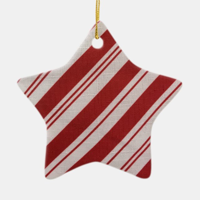 Candy Cane Stripe Ceramic Tree Decoration (Front)