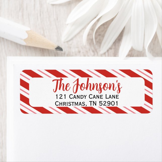 Candy Cane Stripe Christmas Return Address (Insitu)