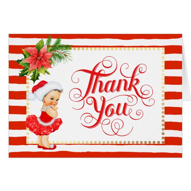 Candy Cane Stripe Christmas Thank You Card (Front Horizontal)