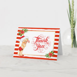 Candy Cane Stripe Christmas Thank You Card