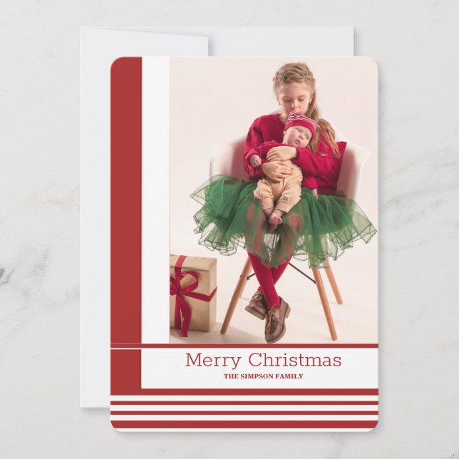 Candy Cane Stripe Holiday Photo Card (Front)