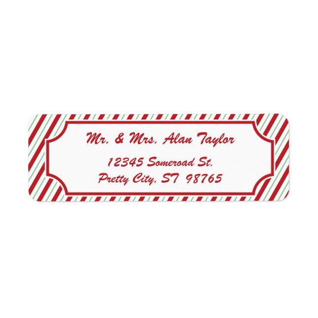 Candy Cane Stripe | Holiday Return Address Label (Front)