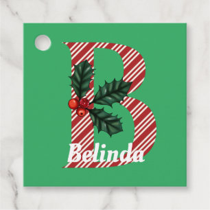 Candy Cane Stripe Letter B Large Christmas   Favour Tags