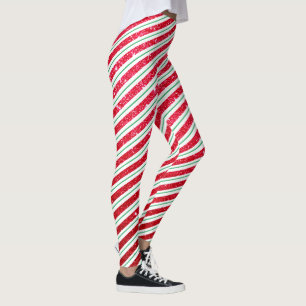 Candy Cane Stripe Pattern Christmas Holiday Leggings