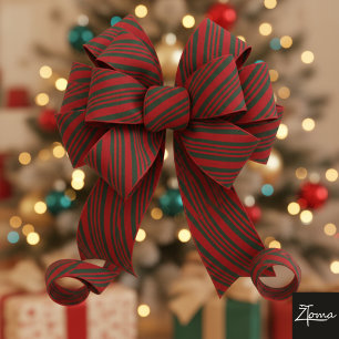 Candy Cane Stripe Red green Bow Festive Christmas Grosgrain Ribbon
