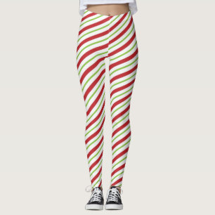 Candy Cane Striped Christmas Red and Green Leggings