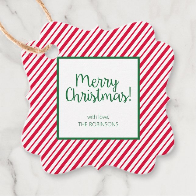 Candy Cane Striped  Favour Tags (Front)