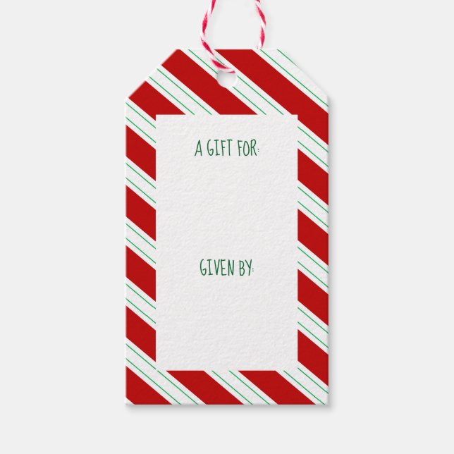 Candy Cane Striped Gift Tag (Front)