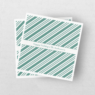 Candy Cane Striped Green Christmas Holiday Napkin
