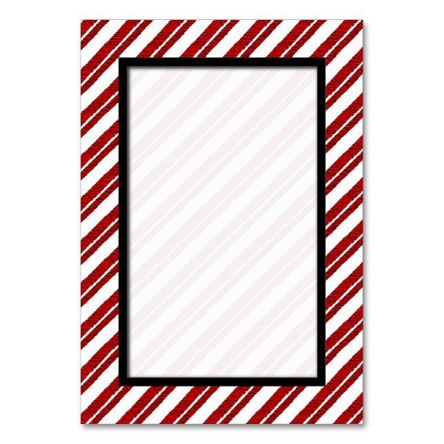 Candy Cane Striped Holiday Table Number Cards (Front)