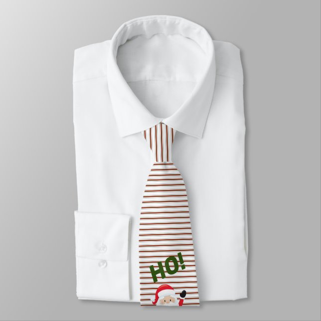 Candy Cane Stripes And Santa Claus Tie (Tied)