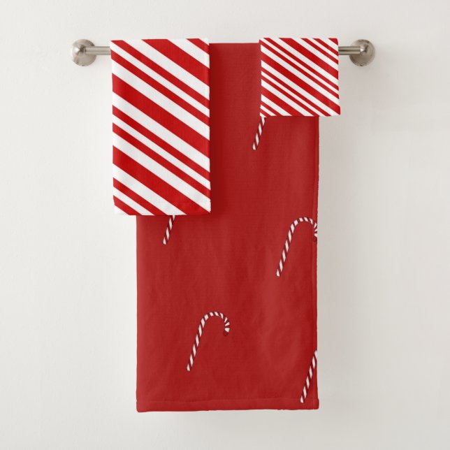 Candy Cane Stripes Bathroom Towel Set (Insitu)