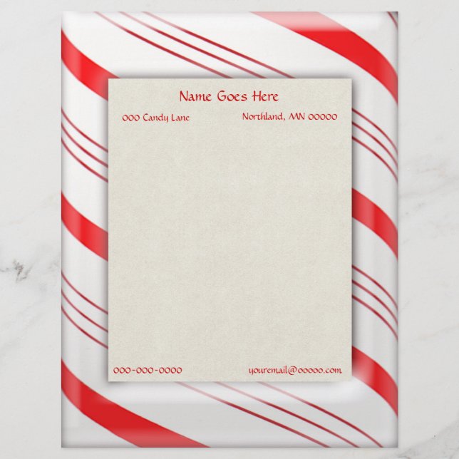 Candy Cane Stripes Border Customised Letterhead (Front)