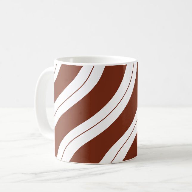Candy Cane Stripes Brown Coffee Mug (Front Left)