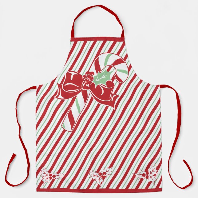 Candy Cane Stripes Christmas Apron (Front)