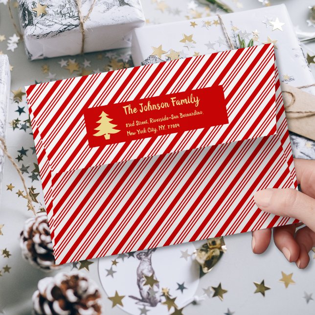 Candy Cane Stripes Christmas Holiday Party Mailing Envelope (Candy Cane Stripes Christmas Holiday Party Mailing Envelope)